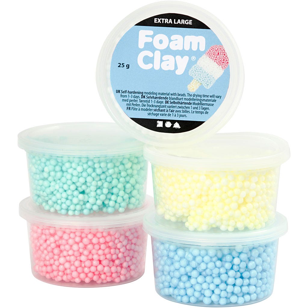 Foam Clay Extra Large, Sortierte Farben, 5x25 g/ 1 Pck [HOB-780940]