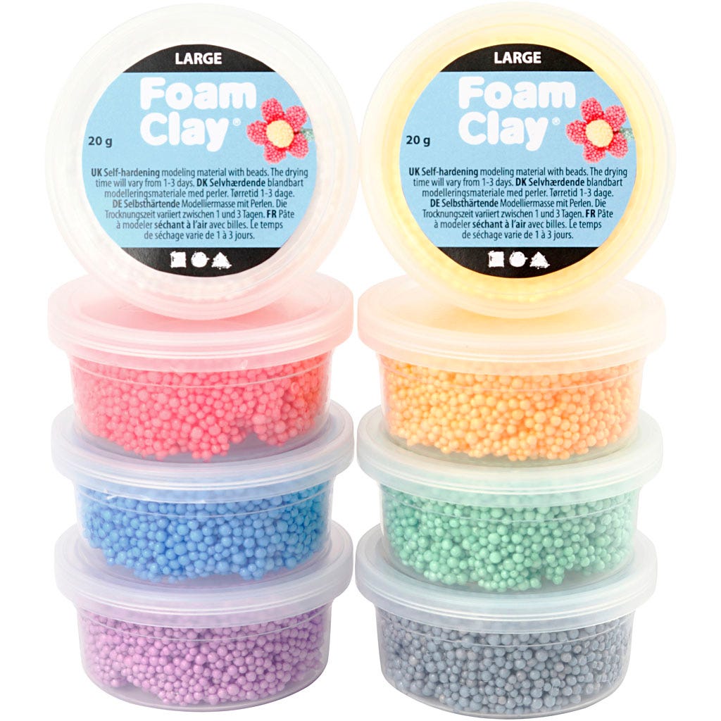 Foam Clay Large, Sortierte Farben, 8x20 g/ 1 Pck [HOB-780950]