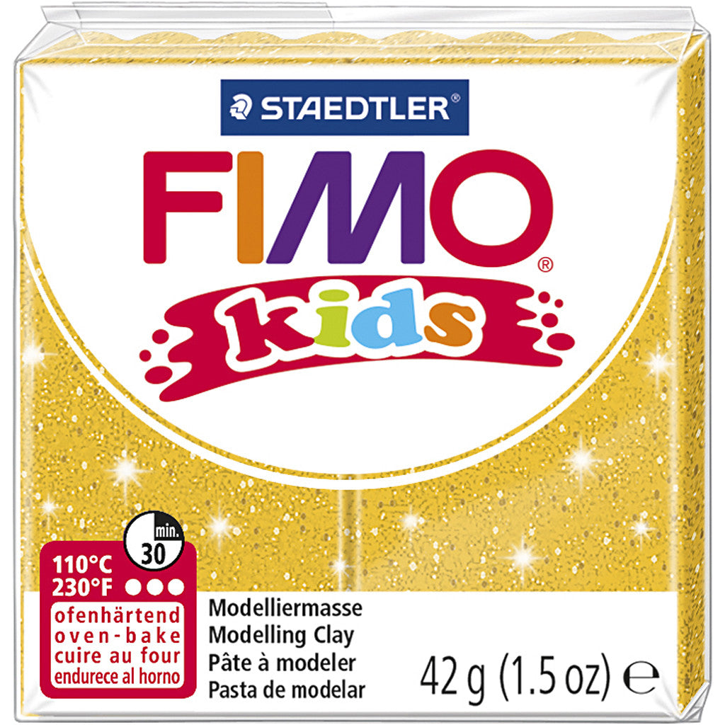 FIMO® Kids Clay, Glitter, Gold, 42 g/ 1 Pck [HOB-78535]