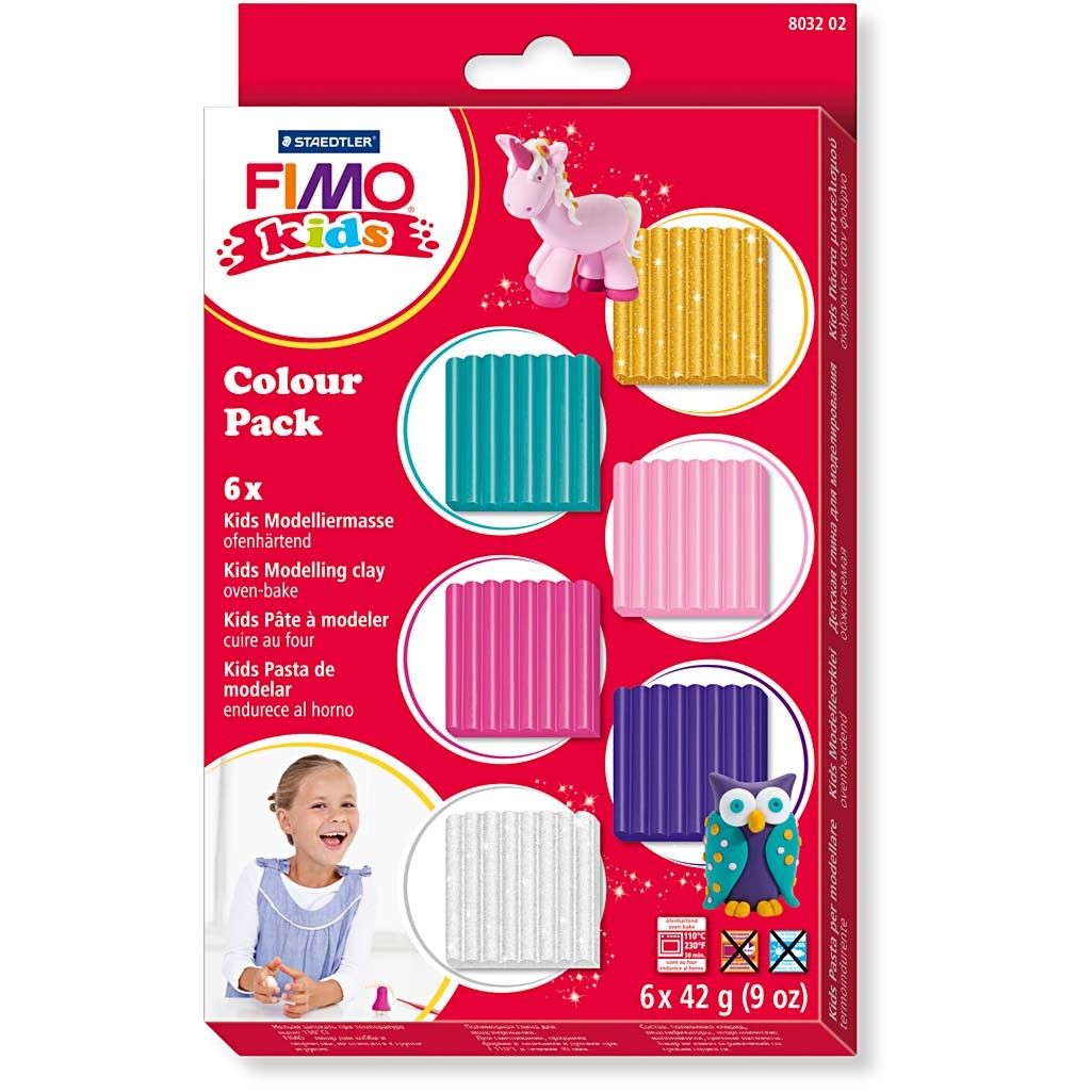 FIMO® Kids Clay, Zusätzliche Farben, 6x42 g/ 1 Pck [HOB-78537]