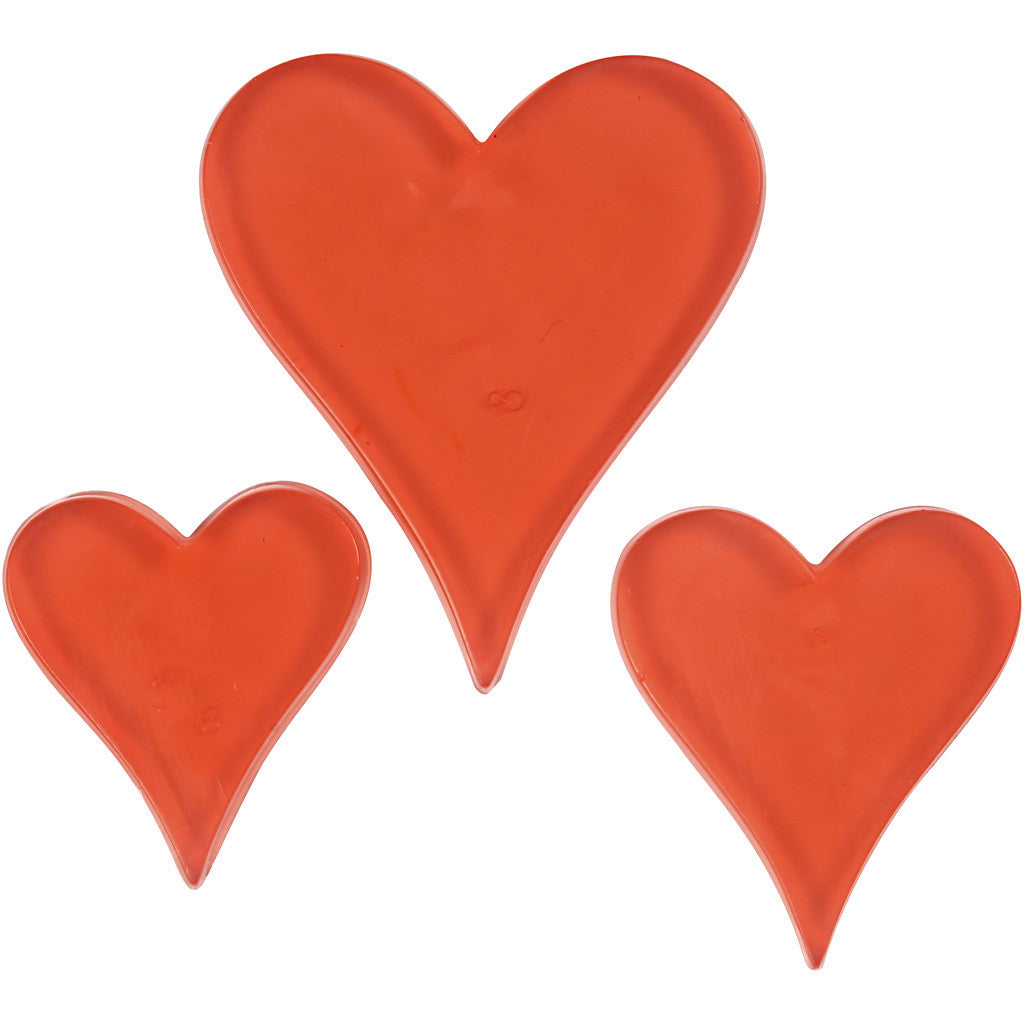 Giessform, Herz, H 6+8+10 cm, T 9 mm, Größe 14,9x22 cm, 1 Stk [HOB-78634]