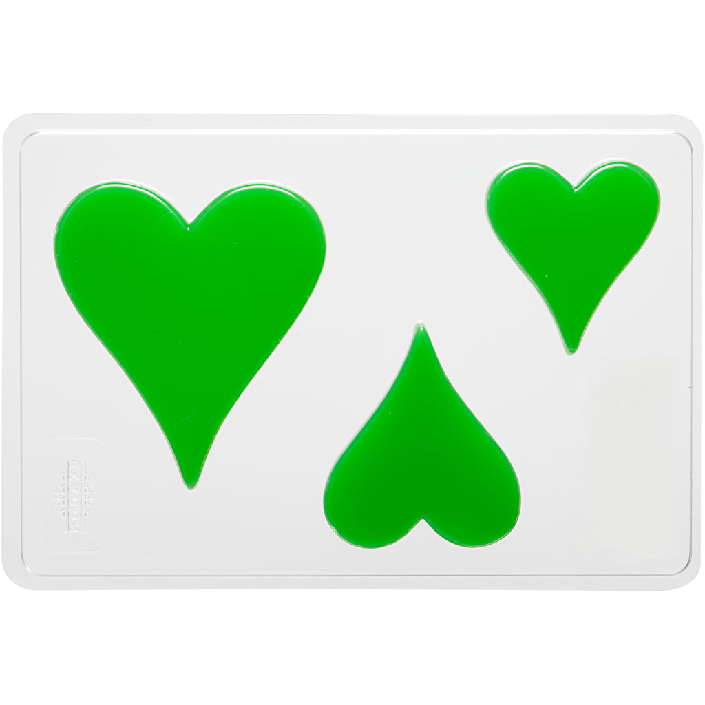 Casting Mould, heart, H: 6+8+10 cm, D. 9 mm, size 14,9x22 cm