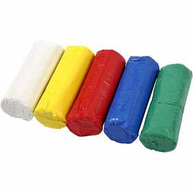 Knetmasse, H 9,5 cm, Sortierte Farben, 5x80 g/ 1 Eimer [HOB-78690]