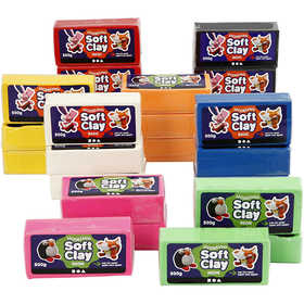 Knetmasse, Größe 13x6x4 cm, Sortierte Farben, 24x500 g/ 1 Pck [HOB-78696]