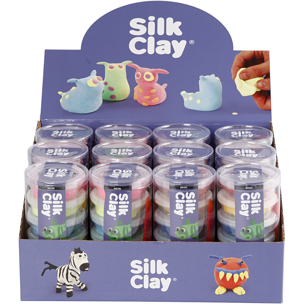 Silk Clay®, Neonfarben, Standard-Farben, 12 Set/ 1 Pck [HOB-78721]