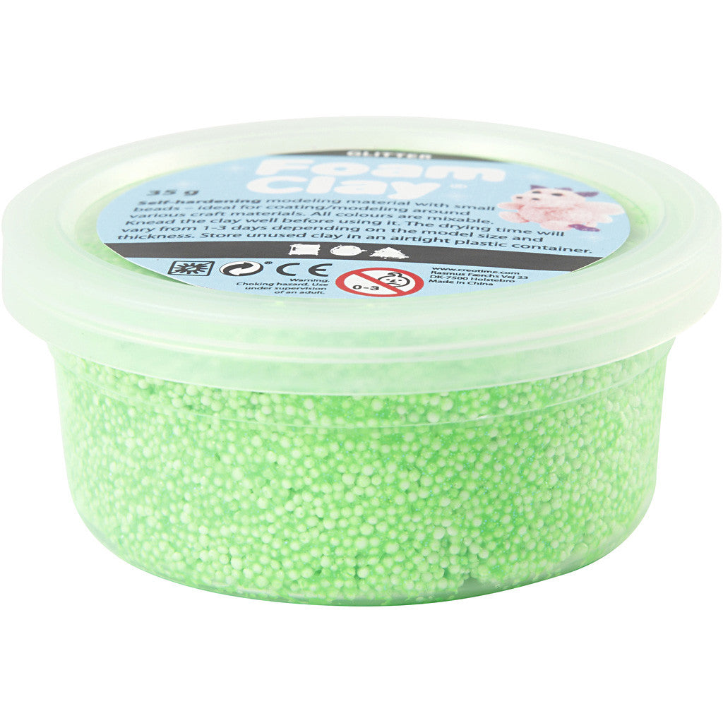 Foam Clay® , Glitter, Grün, 35 g/ 1 Dose [HOB-788830]