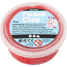 Foam Clay® , Glitter, Rot, 35 g/ 1 Dose [HOB-788870]