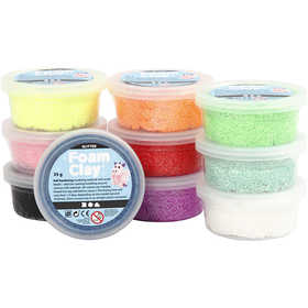 Foam Clay® , Glitter, Sortierte Farben, 10x35 g/ 1 Pck [HOB-78890]
