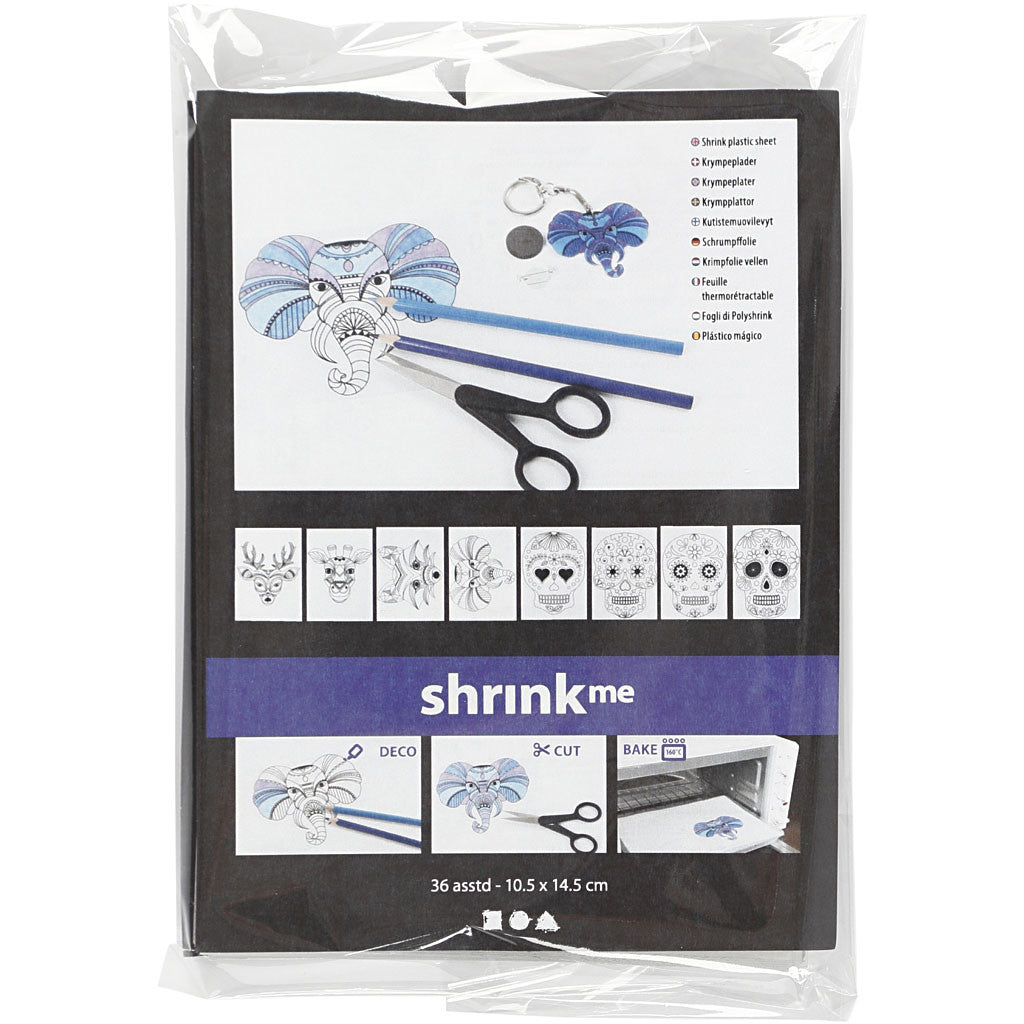 Plastikschrumpfplatten mit Motiven, Blatt 10,5x14,5 cm, Dicke 0,3 mm, Matt transparent, 36 Bl./ 1 Pck [HOB-79069]