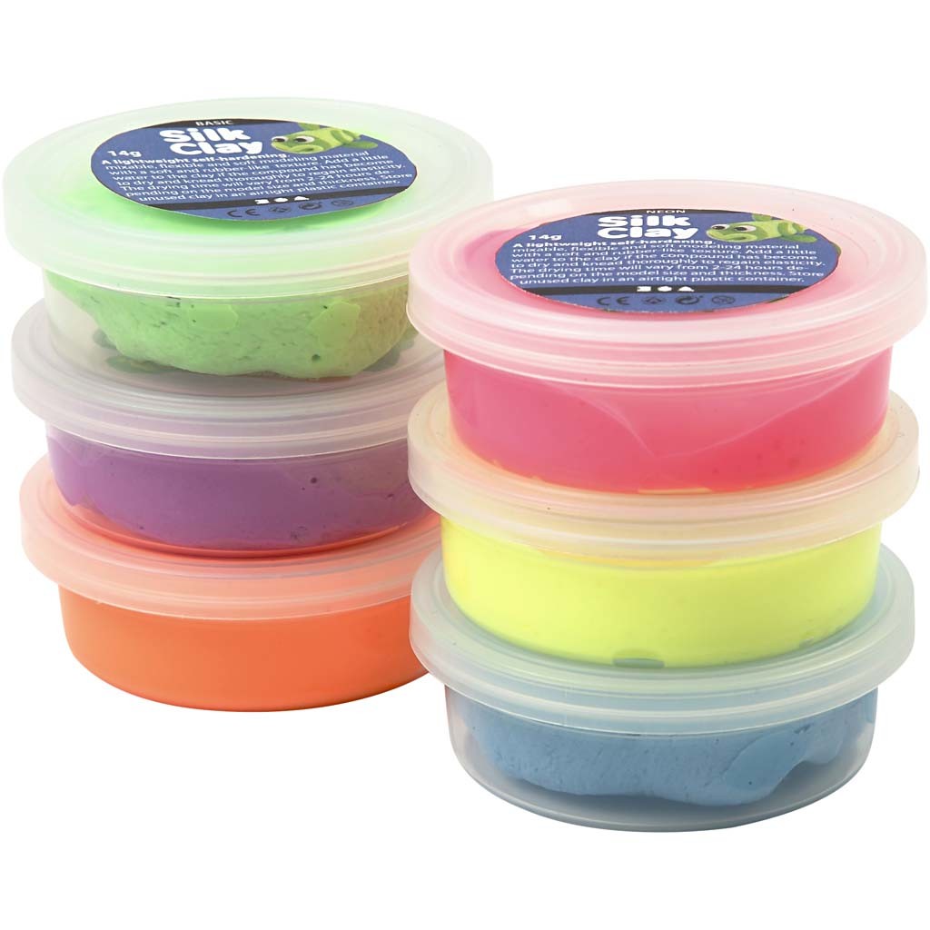 Silk Clay®, Neonfarben, 6x14 g/ 1 Pck [HOB-79140]