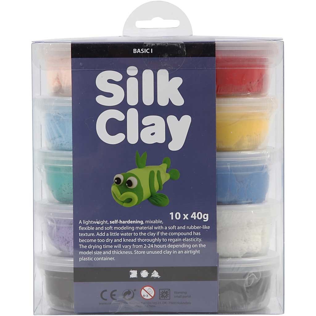 Silk Clay®, Basic 1, Sortierte Farben, 10x40 g/ 1 Pck [HOB-79143]