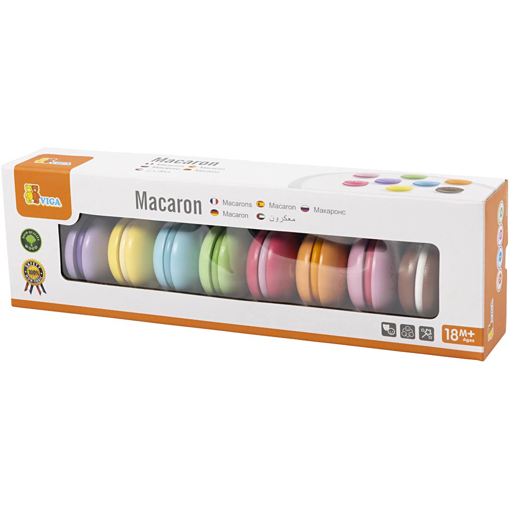 VIGA Holz-Macarons, Größe 4,5 cm, 8 Stk/ 1 Pck [HOB-907723]
