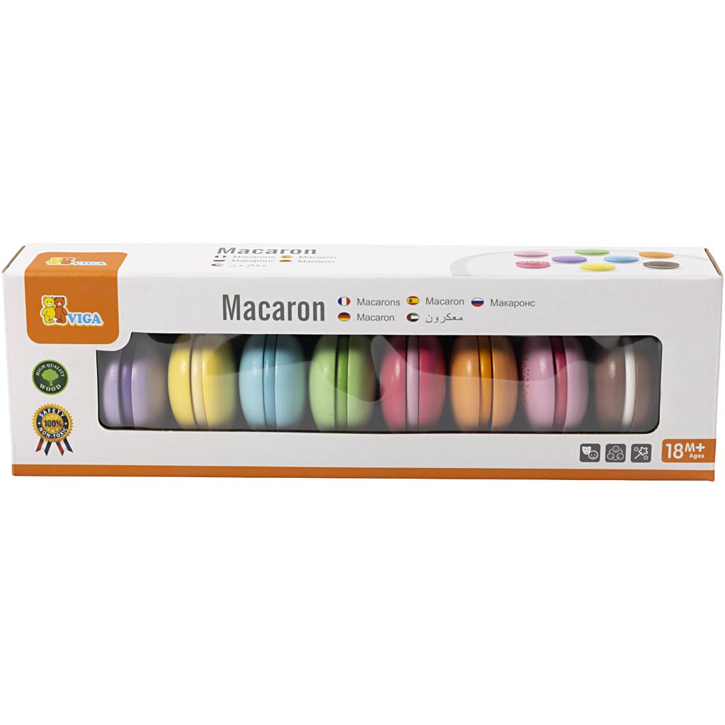 VIGA Holz-Macarons, Größe 4,5 cm, 8 Stk/ 1 Pck [HOB-907723]