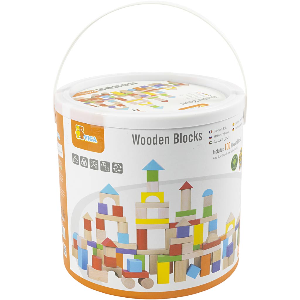 VIGA Holzblöcke, Größe 3 cm, 100 Teile/ 1 Pck [HOB-907731]