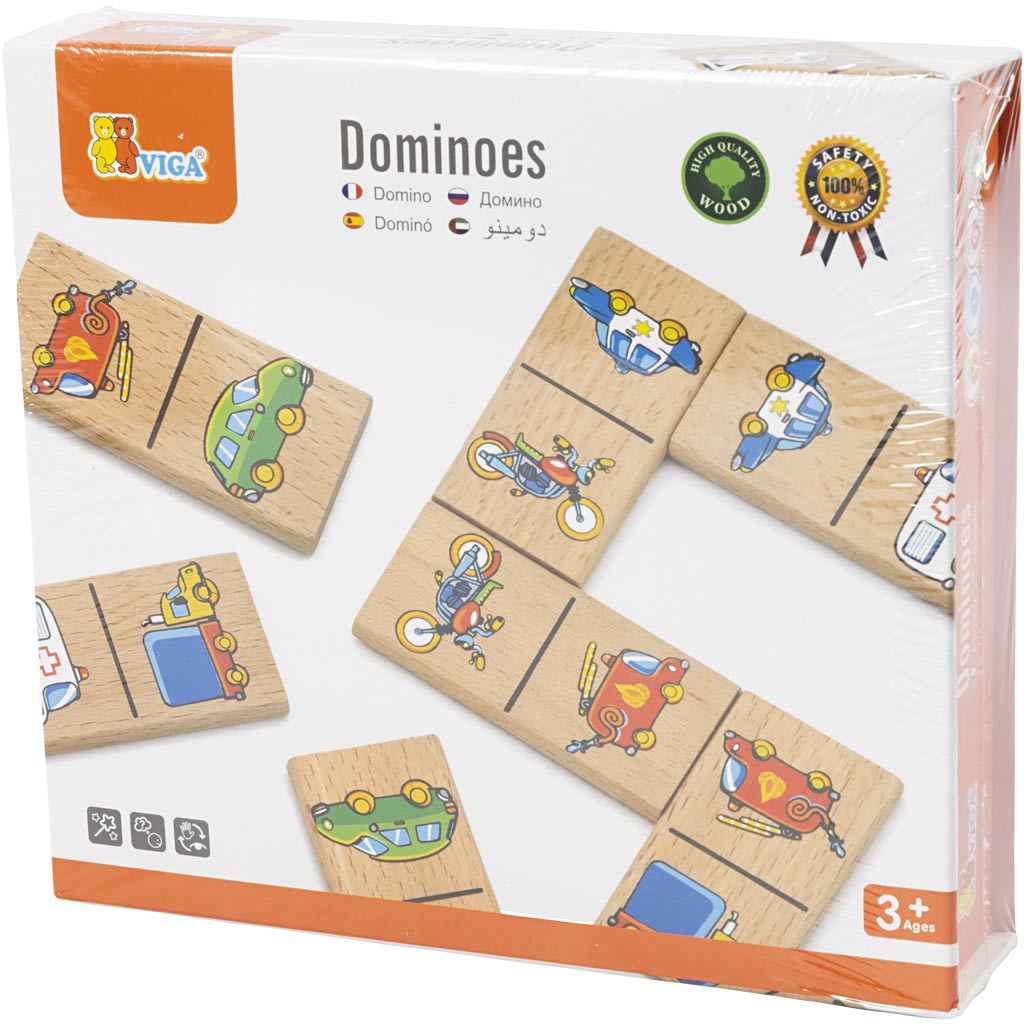 VIGA Domino-Steine für Kinder, Fahrzeuge, 28 Stücke, 1 Stk [HOB-907781]
