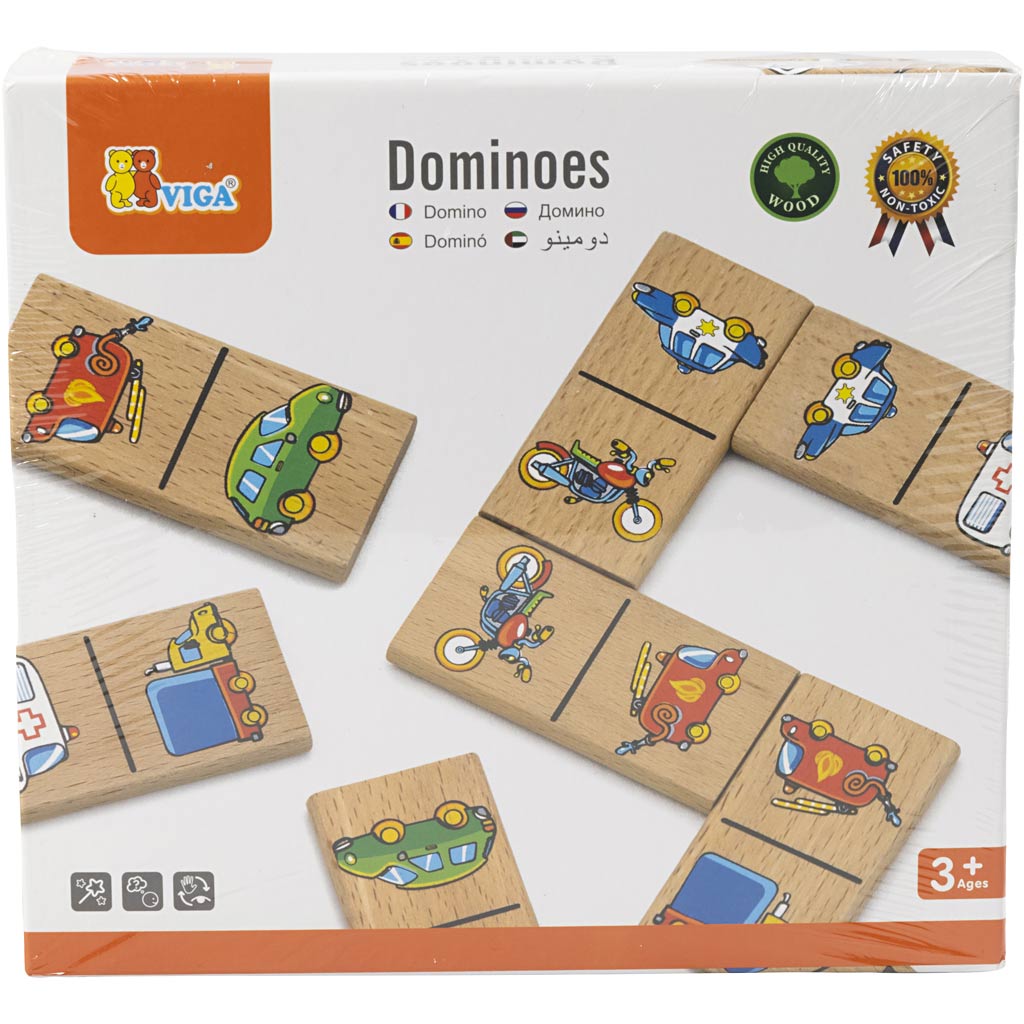 VIGA Domino-Steine für Kinder, Fahrzeuge, 28 Stücke, 1 Stk [HOB-907781]