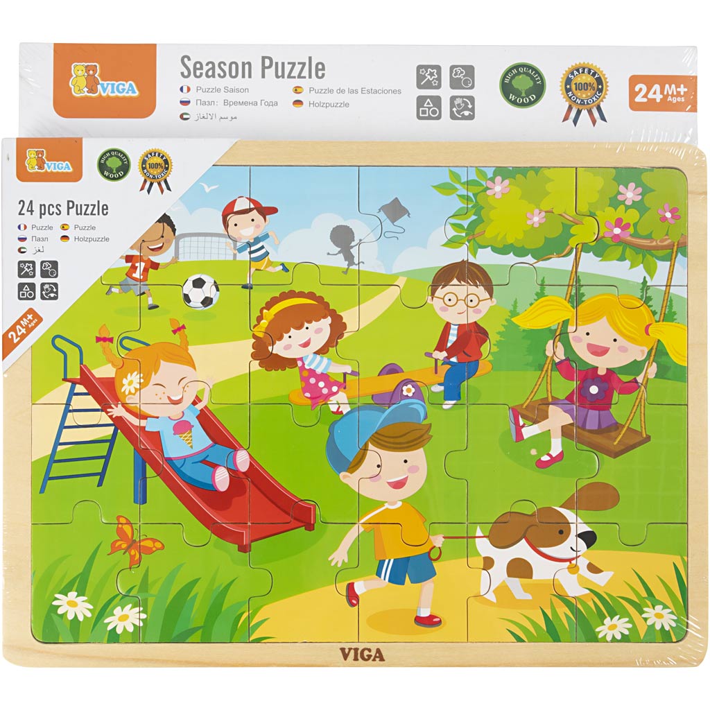 VIGA Laubsäge-Puzzle aus Holz, Saisonales, Größe 22,5x30 cm, 4x24 Stücke, 4 Stk/ 1 Pck [HOB-907873]