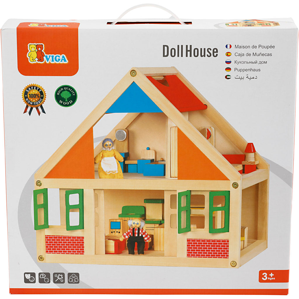 VIGA Puppenhaus aus Holz, Größe 43x40x27 cm, 1 Stk [HOB-908523]