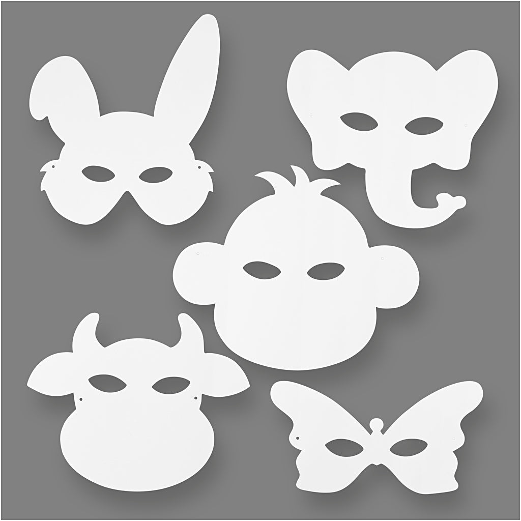 Pappmasken, H 15-22 cm, B 24-25 cm, Weiß, 192 Stk/ 1 Pck [HOB-95273]