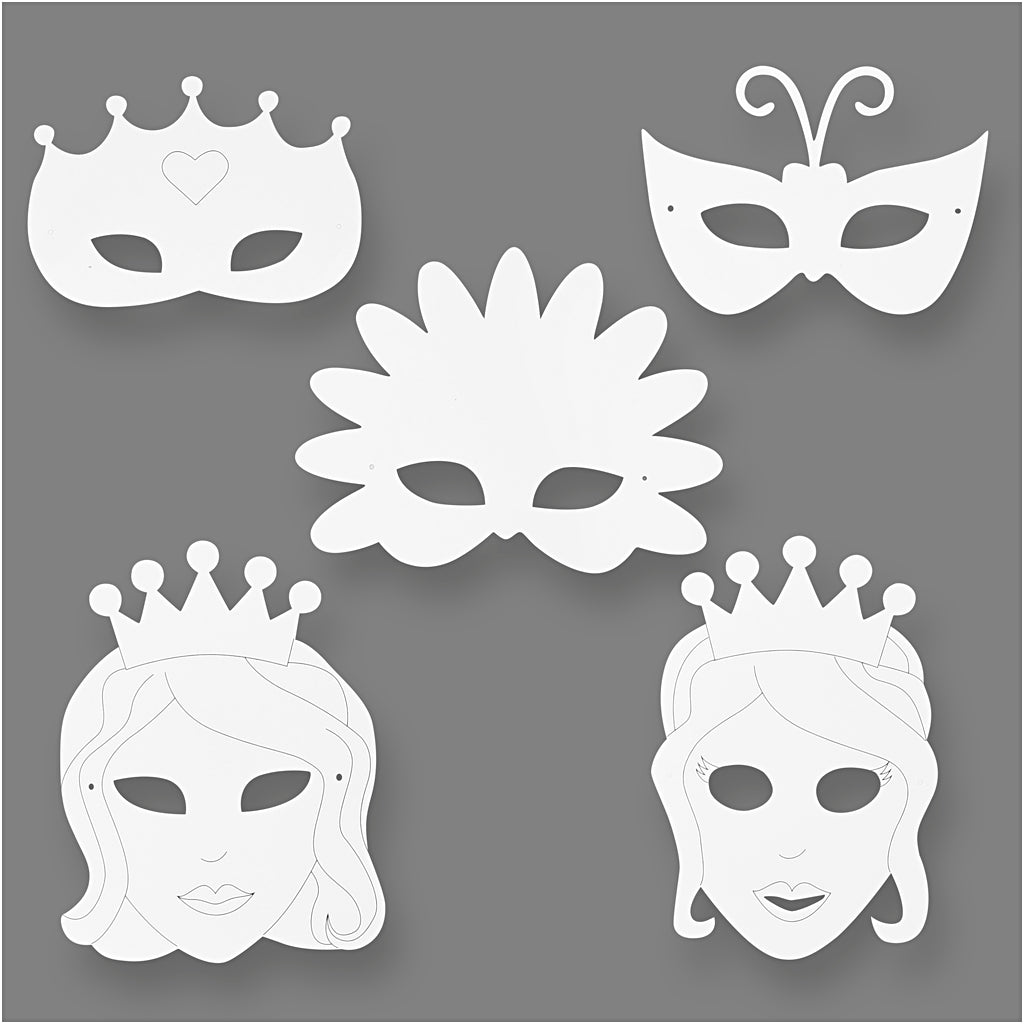 Pappmasken, H 15-22 cm, B 24-25 cm, Weiß, 192 Stk/ 1 Pck [HOB-95273]