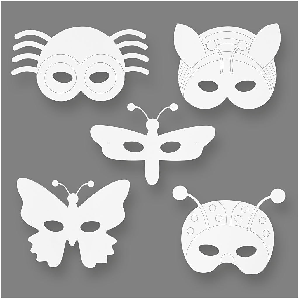 Pappmasken, H 15-22 cm, B 24-25 cm, Weiß, 192 Stk/ 1 Pck [HOB-95273]
