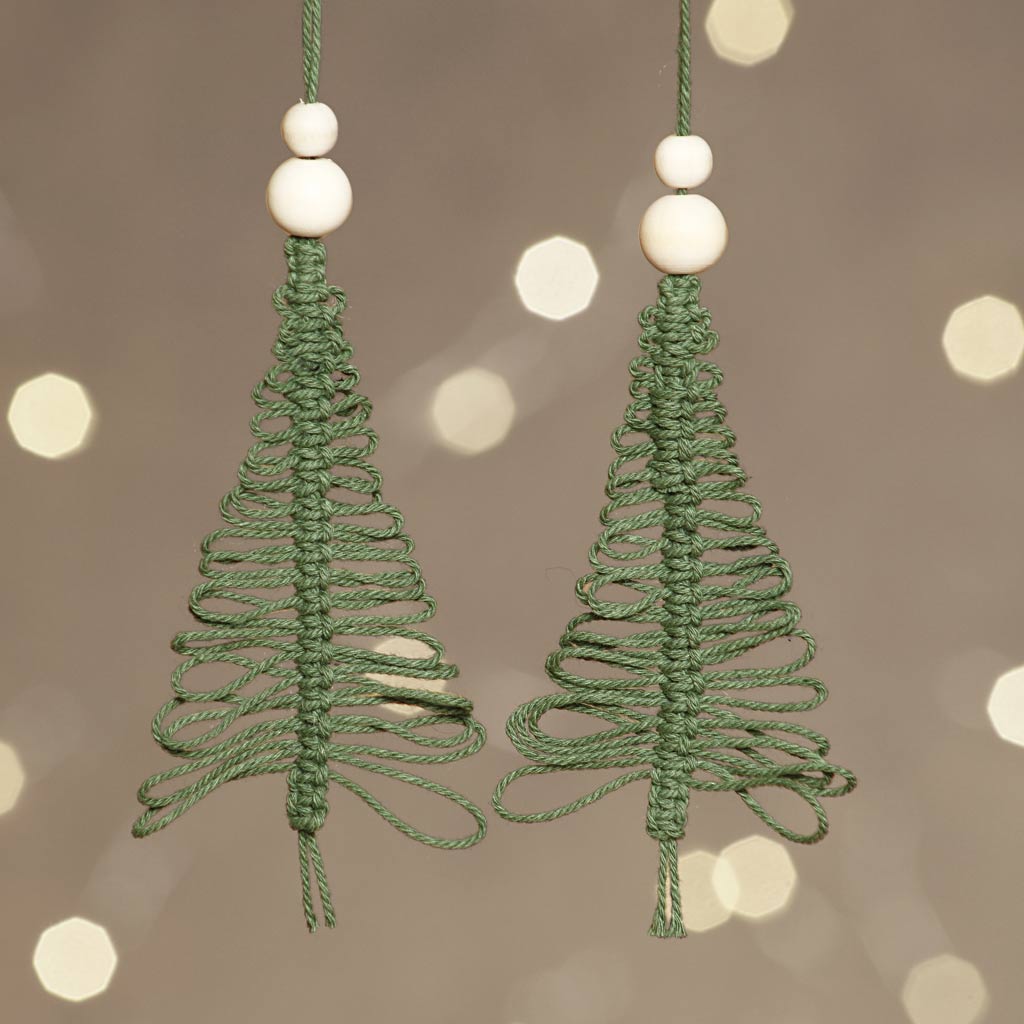 Mini Craft Kit, macramé Christmas tree, H: 11 cm, 1 pack