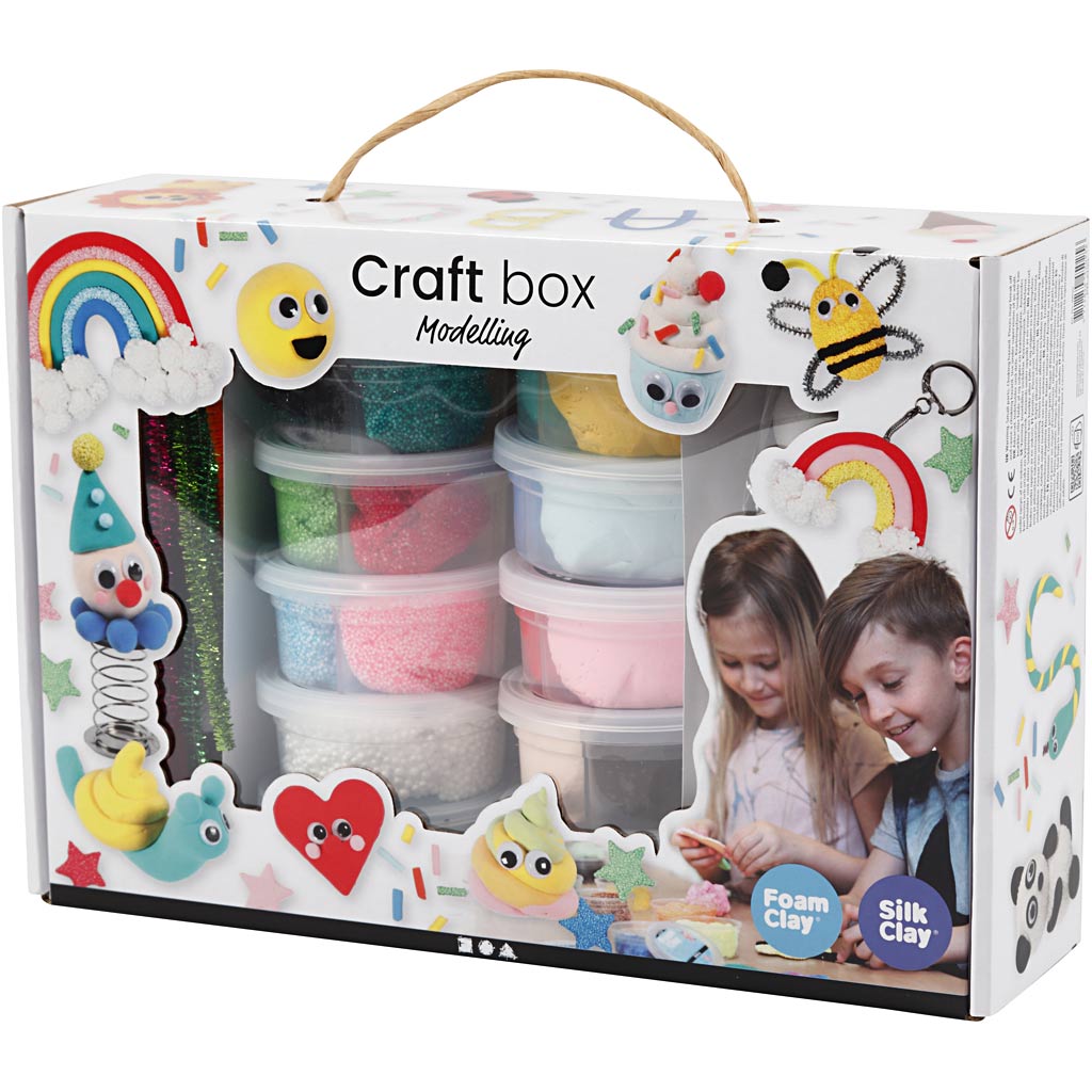 Geschenkbox mit Foam Clay® und Silk Clay®, Modellieren, Sortierte Farben, 1 Set [HOB-98120]