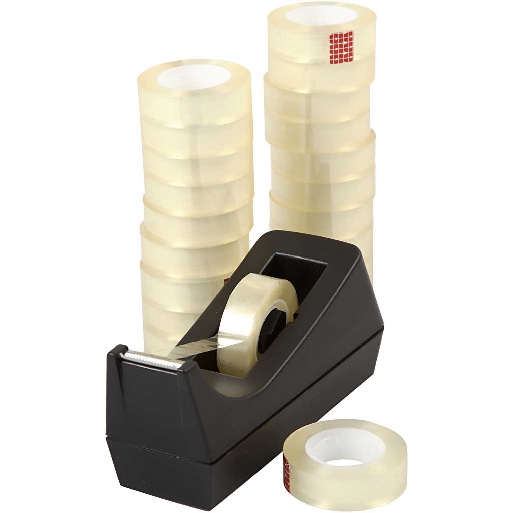 Tischabroller und Klebeband, B 15 mm, 1 Set [HOB-99117]