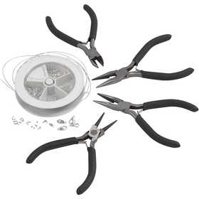 Kreativ Set Schmuck mit Werkzeug, Versilbert, 1 Set [HOB-99128]