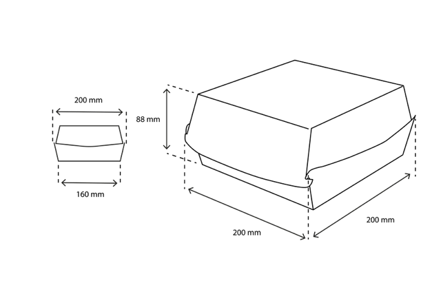 Menübox / Hamburger Tablett 20x8,8x20 cm FSC®Mix kraft (300 Stück) [TK-9987220]