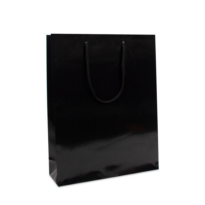 Glossy Carrier Bags 31+10x40cm Black