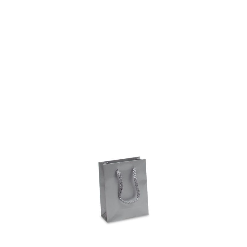 Luxuriöse Papiertaschen Glänzend 10+4,5x13 cm Silber (250 Stück) [FP-DPK031]