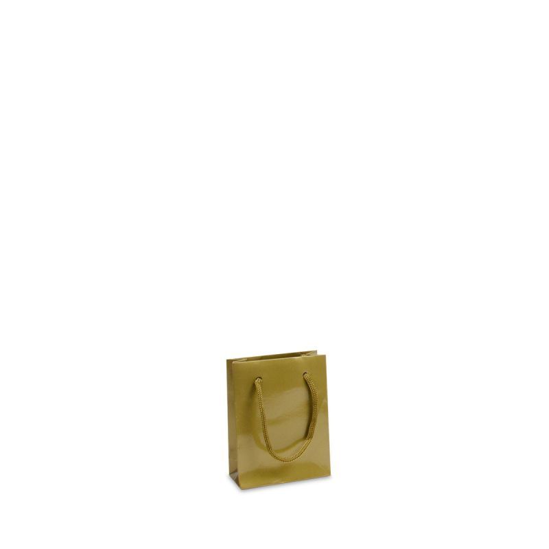 Luxuriöse Papiertaschen Glänzend 10+4,5x13 cm Gold (250 Stück) [FP-DPK032]