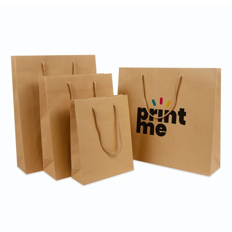 Luxuriöse Papiertaschen Kraftpapier 20+8x26 cm Braun (100 Stück) [FP-DPK116]