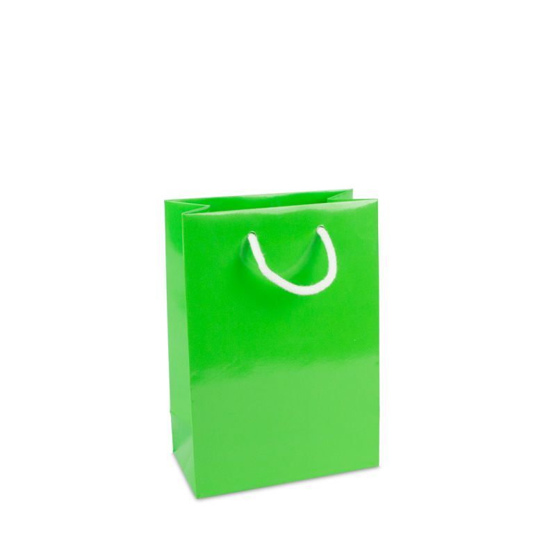 Luxuriöse Papiertaschen Glänzend 19+10x27 cm Grün (100 Stück) [FP-DPK131]