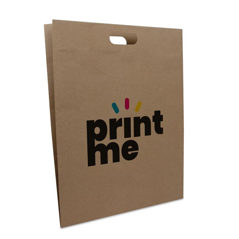 Budget-Papiertaschen mit ausgestanztem Griff 40x50+2x5 cm Braun (100 Stück) [FP-DPK141]