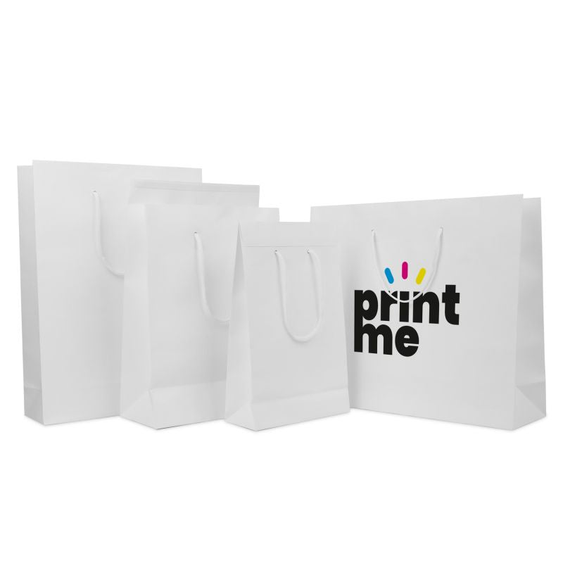 Luxuriöse Papiertaschen mit Klappe 20+8x32 cm Weiß (100 Stück) [FP-DPK144]