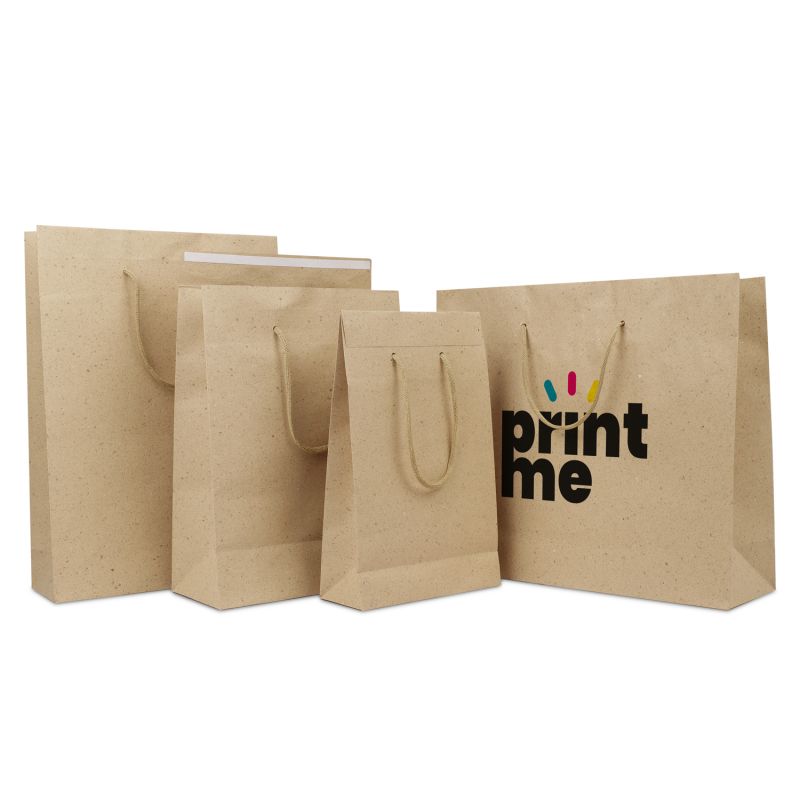 Luxuriöse Papiertaschen mit Klappe 20+8x32 cm Braungrau (100 Stück) [FP-DPK145]