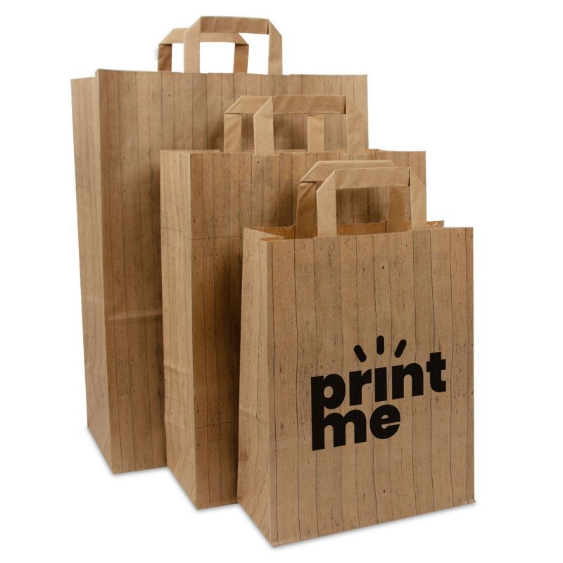 Kraftpapiertaschen FSC® - Holzstruktur 32+17x44 cm Braun (250 Stück) [FP-DPL048]