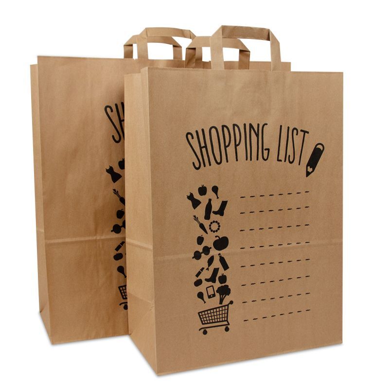 Kraftpapiertaschen - Shopping List 45+17x47 cm Braun (150 Stück) [FP-DPL060]