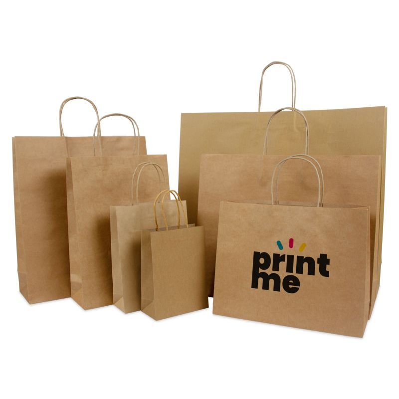 Papiertragetaschen mit gedrehte Griffe und Bodenkarton 54+13x46 cm Braun (100 Stück) [FP-DPT005]