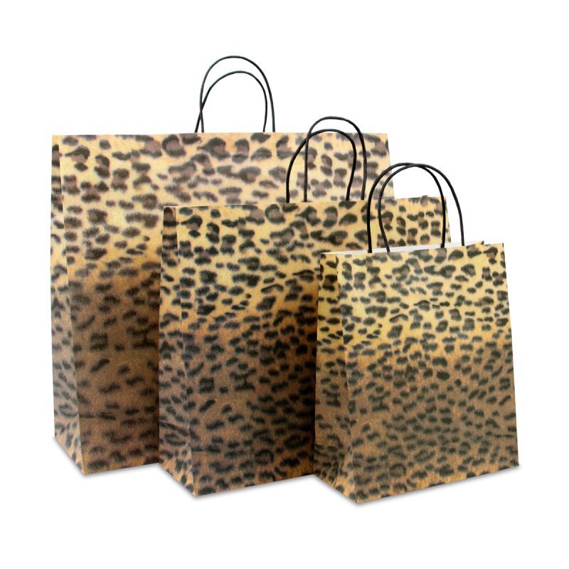 Papiertragetaschen mit gedrehte Griffe 22+10x26 cm Panther (200 Stück) [FP-DPT037]