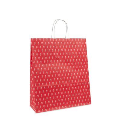 Papiertragetaschen mit gedrehte Griffe - Blumen 35+14x41 cm Rot (250 Stück) [FP-DPT084]