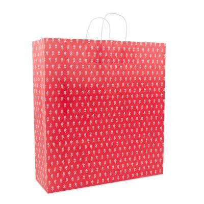 Papiertragetaschen mit gedrehte Griffe - Blumen 45+15x49 cm Rot (150 Stück) [FP-DPT085]