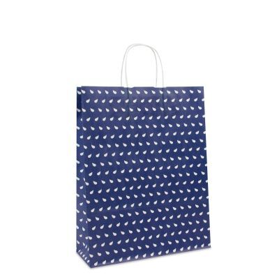 Papiertragetaschen mit gedrehte Griffe - Wave 32+12x41 cm Donkerblauw (250 Stück) [FP-DPT087]