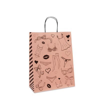 Papiertragetaschen mit gedrehte Griffe - Lingerie 26+12x34 cm Hellrosa (250 Stück) [FP-DPT090]