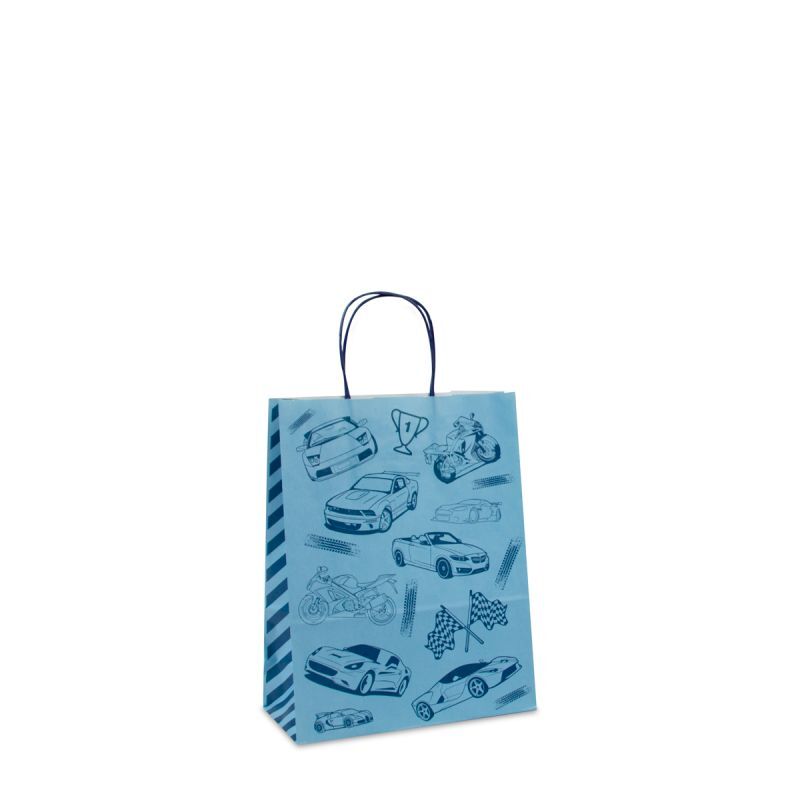 Papiertragetaschen mit gedrehte Griffe - Race 22+10x28 cm Blau (250 Stück) [FP-DPT092]