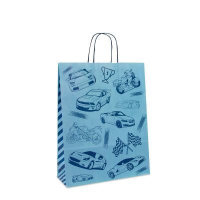 Papiertragetaschen mit gedrehte Griffe - Race 32+12x41 cm Blau (250 Stück) [FP-DPT093]