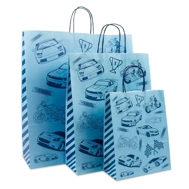 Papiertragetaschen mit gedrehte Griffe - Race 45+15x49 cm Blau (150 Stück) [FP-DPT094]