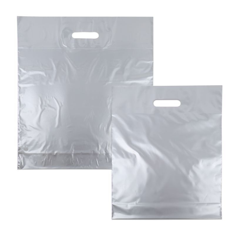 Budget-Kunststofftaschen 35x44+2x4 cm Silber (500 Stück) [FP-DQU012]